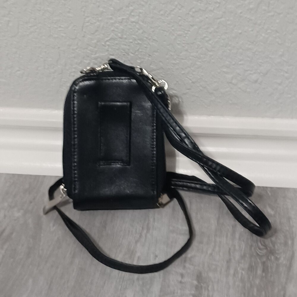 Vintage BUXTON Genuine Black Leather Accordion Wallet w/ Belt Loop & Crossbody - Picture 2 of 5